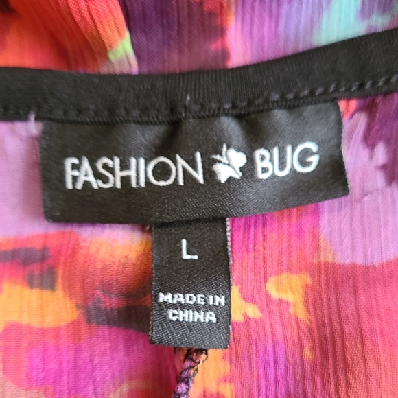 Fashion Bug Woman's Multi Patterned 3/4 Sleeve Blouse, Size: Large Color: Pink - Picture 6 of 12